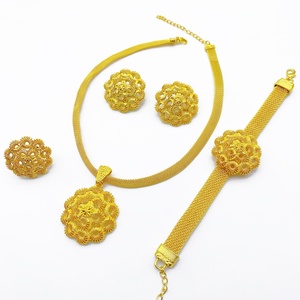 Elegant African Gold Bridal Jewelry <b>Set</b> Women Necklace Earring <b>Bracelet</b> Ring Fashion Statement Jewelry for Party Wedding - Product Image 5