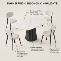 Table à manger italienne rotative et rétractable, table à manger circulaire multifonctionnelle, ensemble de table à manger extensible