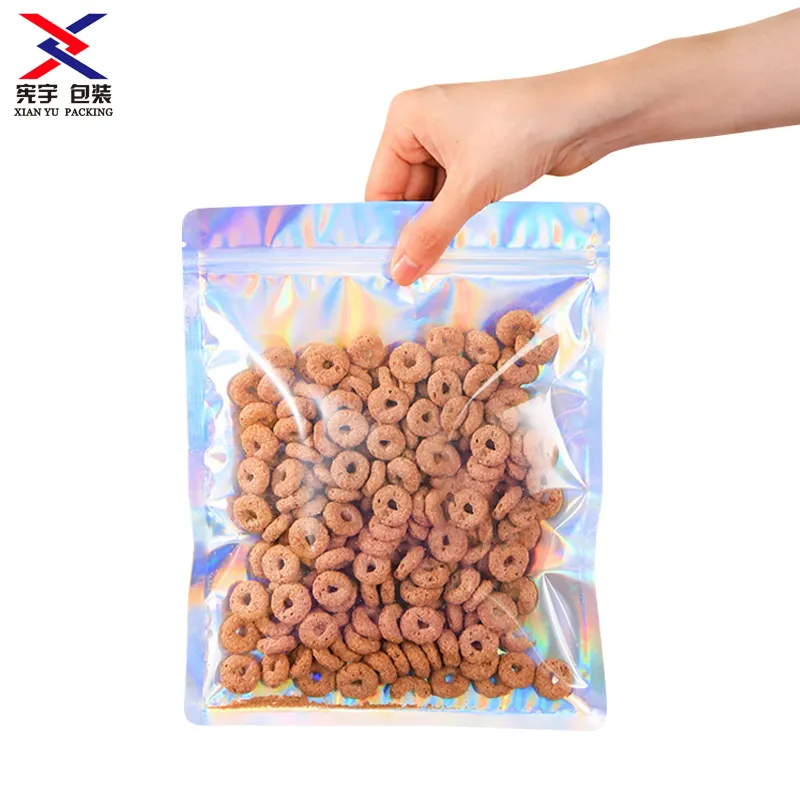 100Pcs mini transparent holographic zipper bag can be resealed to prevent odor in food plastic bags