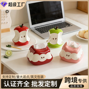 Creative cartoon ceramic <b>toothpick</b> holder, cotton swab storage tube, household dustproof, high-value apple-shaped <b>toothpick</b> - Product Image 2