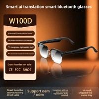 Lunettes intelligentes transfrontalières W100D 2025 pour la traduction IA, à changement de couleur, contrôle tactile, double batterie 170 mAh, multilingues