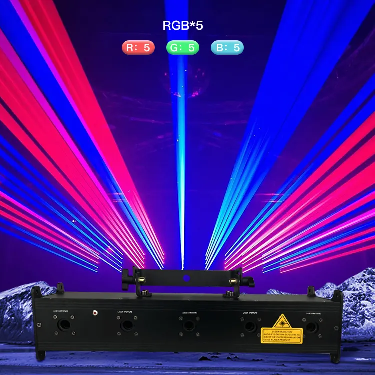 Portatile 5 fascio full color dmx mini laser bar light show per discoteca dj stage night club