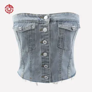 Instagram new fashion Spice girl mean girl Street woman boob cowboy top little vest sexy sleeveless short top