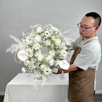 Décoration de toile de fond de mariage, guirlande de fleurs artificielles de 40 cm pour chemin de table, roses, hortensias, gypsophiles, centre de table