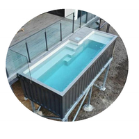 Piscine rectangulaire préfabriquée de luxe à 4 chambres, en acier et verre trempé, avec installation facile