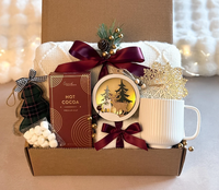 Panier-cadeau hiver pour se préparer à l'hiver : couverture douillette, tasse à thé, chaussettes moelleuses, cadeau pour Thanksgiving et Noël