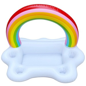 <b>Inflatable</b> Rainbow Drink Float Pool Cooler With Can Holders For Adults Vinyl Floatation Device - Product Image 5