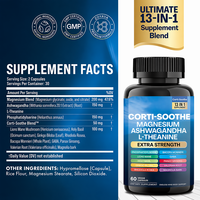 Capsules Corti-Soothe 13-en-1 à Marque Blanche OEM, Magnésium, Ashwagandha, L-Théanine, Soutien Anti-Stress, 60 Capsules Végétaliennes