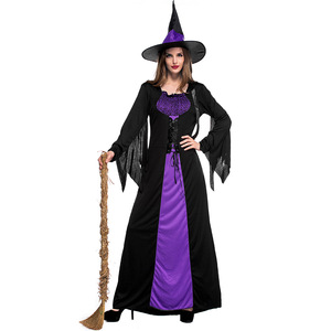 <span class=keywords><strong>Disfraz</strong></span> de <span class=keywords><strong>Halloween</strong></span> de bruja de calavera púrpura para adultos con manga de murciélago vestido inspirado en TV y películas para <span class=keywords><strong>Amazon</strong></span> - Product Image 6