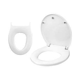 Siège de toilette double familial avec anneau de pot pour enfant intégré, en matériau PP, facile à nettoyer, couvercle à fermeture douce, pour salle de bain adulte et enfant - Product Image 2