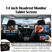 Écran de tablette pour appuie-tête Android 14 pouces 4+64G pour siège arrière, prise en charge 4K, Netflix/YouTube, HDMI avec éclairage d'ambiance HDMI