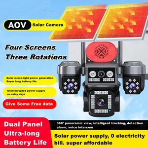 AOV Four Lens 20MP 10K HD Outdoor Solar Surveillance Bullet Camera 360 PTZ IP CCTV Wireless Solar 4G Sim Card Camera <b>Security</b> - Product Image 2