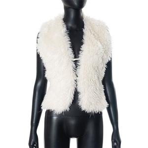 Fluffy Luxury Faux Fur Halter Vest Mujeres Deep V-Neck Backless Chaquetas sin mangas Top Winter <span class=keywords><strong>Wamr</strong></span> Outerwear Coat - Product Image 5