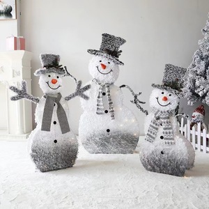 Decoraciones Navideñas de Muñeco de Nieve Luminoso Flocado, 80cm, 90cm, 120cm, Adornos Plegables con Luz para Exhibición Festiva - Product Image 2