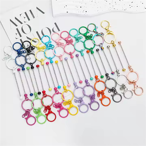2025 in Stock Metal Bar Beaded Key Chains Hooks Girls Gift Diy Keyring Beadable Keychain for Jewelry Making Beads Key Bar Chain