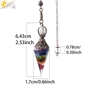 CSJA 7 chakra reiki Cristaux de pierre de guérison naturelle pendule radiesthesie pendulo <span class=keywords><strong>quartz</strong></span> G854 - Product Image 6