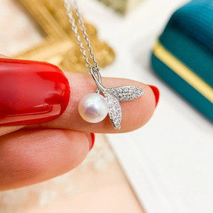 WENCHI Pendentif en argent S925 pour collier DIY, plateau vide de style queue de perle pour perles rondes de 5-7mm, accessoire pour cristaux de luxe, Modèle 10550 Chine - Product Image 3