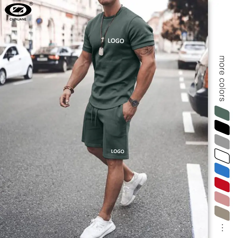 Summer Casual Fitness Track Suits Big Size 2 Piece Set Custom Sports Shorts And T Shirts Tracksuit Sets For Mens