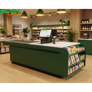 Modern Retail Cash Register Counter POS Checkout <b>Desk</b> with Side Magazine Shelf for Supermarket <b>Mini</b> Mart - Product Image 3
