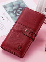 Dompet Wanita Kulit Asli Chains, Model Bifold, Anti RFID, Lapisan Poliester Lembut, Kasual, Untuk Perjalanan dan Bisnis,  Cocok untuk Menyimpan Uang Tunai