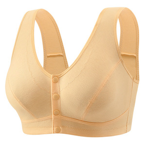 Ropa interior de mujer de mediana edad de gran tamaño MM, Copa grande, sujetador de correas ajustables transpirable sólido sin Alambre de algodón fino - Product Image 6