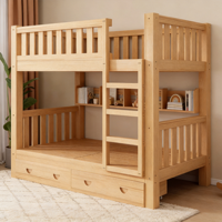 Lit superposé en bois massif épaissi à double couche avec rangement et design pliable pour petits appartements/dormitoires