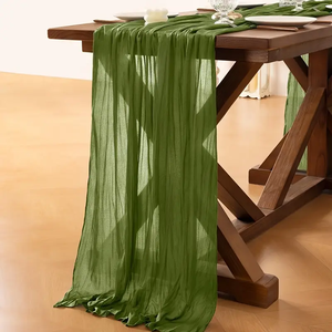 2er-Pack 3 Meter Käsetuch-Tischläufer Olivgrün Gaze Lange Tischläufer für Hochzeit Party Tischdekoration (35 x 120 Zoll) - Product Image 6