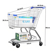 Petits chariots de commerce extérieur pour supermarchés Caddies à double couche pour l'achat de légumes Structure en maille de tissu