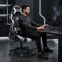 Chaise de bureau gaming AOR ergonomique à dossier haut, chaise de course réglable et inclinable en cuir PU avec éclairage LED RGB rafraîchissant – Direct Usine