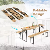 Mobilier d'extérieur en bois massif de style moderne bon marché ensemble de bancs de table de pique-nique pliants et portables pour le jardin et l'extérieur
