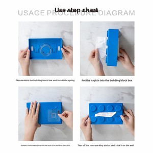 Caja de pañuelos creativa de plástico con diseño de bloques de construcción para baño y sala de estar, elegante organizador de papel higiénico para escritorio - Product Image 3
