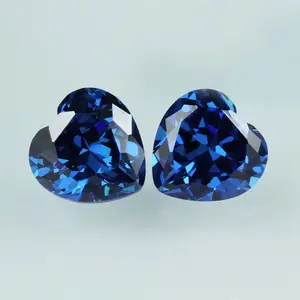 Алмаз CZ в форме сердца, оптовая цена, CZ 5A, высокое качество 3-10 мм, синие фианиты, камни