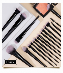 Juego de 15 <span class=keywords><strong>Brochas</strong></span> de Maquillaje de Pelo de Cabra Negro con Brocha Plana, Corrector, Herramientas Faciales, Juego de Alta Calidad para Polvo y Sombra de Ojos - Product Image 4