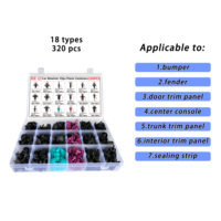Kit d'assortiment de 320 clips de fixation universels en plastique de haute qualité pour carrosserie automobile, pare-chocs, garnitures et plafonds