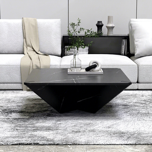 Modern Eco-Friendly <b>Black</b> Marble <b>Coffee</b> <b>Table</b> Geometric <b>Square</b> Top Living Room Side <b>Table</b> Furniture - Product Image 1