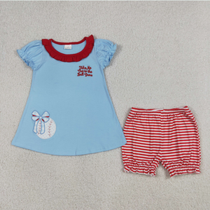 Ensemble de vêtements d'équipe pour bébés filles, robes brodées à volants, longueur genou, style baseball - Product Image 5