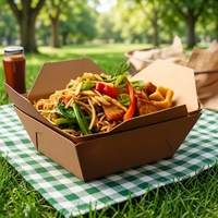 Boîte à lunch compostable et biodégradable en kraft, emballage jetable pour salade de fruits avec logo personnalisé imprimé