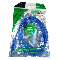 Cable de Extensión de Datos USB 2.0 Vellygood U44 Suministrado por el Fabricante, Blindaje Trenzado de Cobre Completo, Azul Transparente, Macho a Hembra