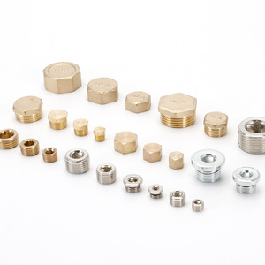 Bouchons et douilles filetés hexagonaux en fer et cuivre nickelés 1/2, 3/4, 1 pouce avec capuchons d'extrémité - Product Image 3