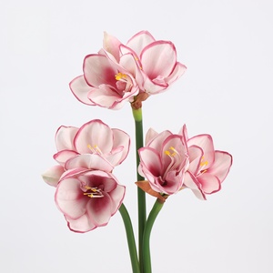 Amaryllis artificiel en latex de haute qualité S620, fleurs d'orchidée blanches et roses, 3 têtes, effet toucher réel - Product Image 2