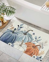 Custom Orange Pumpkin Stripe Thanksgiving Area Rug Washable Throw Rug with Tassel Carpet Runner Floor Mat