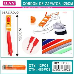 Lacci per scarpe ILAN 120 cm, lacci piatti rossi per sneakers - Product Image 1