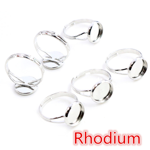 Lot de 10 bases de <span class=keywords><strong>bague</strong></span> ajustables vierges pour cabochons en verre de 10, 12, 14, 16, 18, 20 mm, plateaux de sertissage pour camées, pour la fabrication de bijoux DIY - Product Image 6