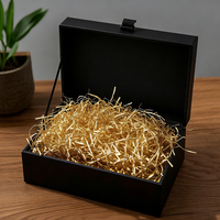 Papier de confettis en raphia déchiqueté, couleur personnalisée, vente en gros d'usine - Or champagne et noir pour la décoration de remplissage de boîtes