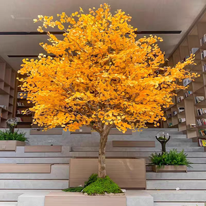 Venta al por mayor árbol de <span class=keywords><strong>Ginkgo</strong></span> artificial hojas de seda dorada tronco realista resistente a los rayos UV para jardín al aire libre - Product Image 3