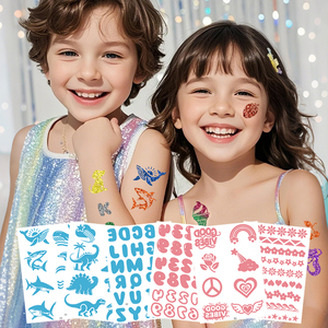 Nuovi stili di <span class=keywords><strong>tatuaggi</strong></span> temporanei con Glitter multicolore creativi per la pittura del corpo per bambini Set di adesivi regalo in carta - Product Image 1
