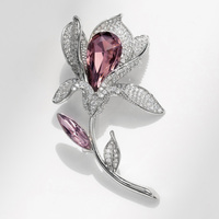 XILIANGFEIZI - Superbe accessoire de mode français - Broche de luxe en cuivre et cristal en forme de tulipe - Cadeau pour femme