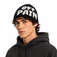 Bonnet tricoté jacquard doux et moelleux en acrylique, chaud pour l'hiver, avec lettrage, style streetwear Y2K, unisexe, vente en gros