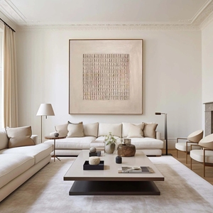 Arte Mural Minimalista Enmarcado, Texturizado en 3D, <span class=keywords><strong>Pintura</strong></span> al Óleo Hecha a Mano, Decoración de Sala de Estar, Estilo Wabi Sabi - Product Image 2