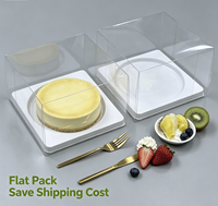 Boîte à pâtisserie jetable carrée transparente, écologique, à usage unique, de qualité alimentaire, pour sandwichs, pizzas, pains, emballage plat pour économiser sur les frais de livraison